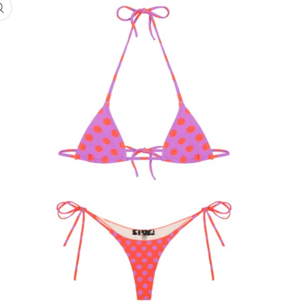🔴SOLD Purple and Red Polka Dot Bikini Set